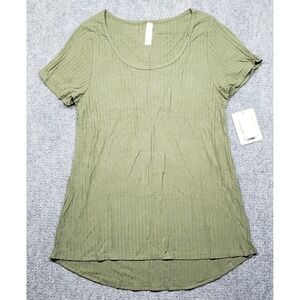 LulaRoe Classic T-Shirt Womens S Green Striped Round Neck Short Sleeve New